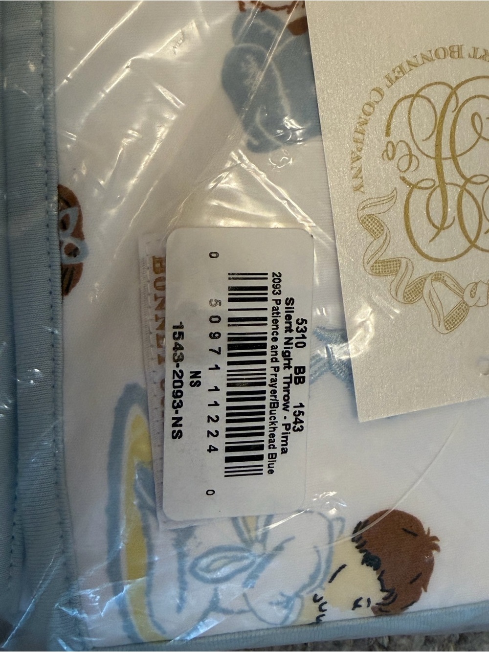 NWT The Beaufort Bonnet Company Patience and Prayer Throw Blanket Buckhead Blue - Picture 2 of 2